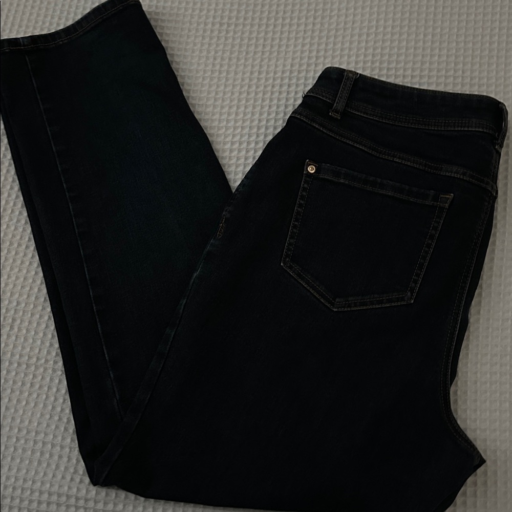 INC Women's Mid Rise Curvy Fit Straight Leg Jeans Dark Wash Size 12